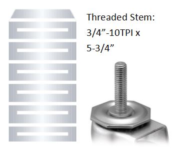 (image for) Yoke; Swivel; 6" x 2"; Threaded Stem; 3/4"-10TPI x5-1/2" (2" threaded); Zinc; 1/2" Bore; 2-1/2" Hub Length; 1200# (Item #87893)