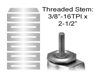 (image for) Glide; base is 3/8 tall x 1-3/8 diam; Nylon Base; Threaded Stem (3/8"-16TPI x2-1/2"); Zinc; 150# (Item #88112)