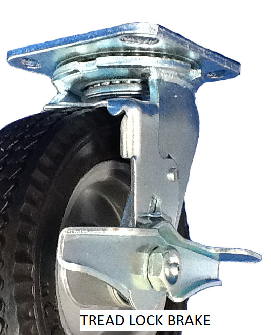 (image for) Caster; Swivel; 5" x 2"; Steel (Forged); Plate (4"x4-1/2"; holes: 2-5/8"x3-5/8" slots to 3"x3"; 3/8" bolt); Zinc; Roller Brng; 1250#; Pos Lock (foot act); Brake (Item #62974)