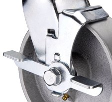 (image for) Spring Loaded Gate Swivel Caster; 6" x 2"; Phenolic; Bracket (11"x4"; 8 holes 1-3/4" (slotted to 3") x 9-1/2"; 7/16" bolt); Zinc; Delrin Bushing; 700#; Brake (Item #63269)